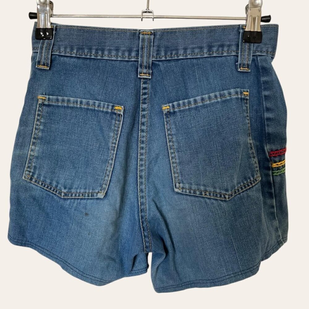 Kids 70s retro rainbow embroidered denim shorts by Sears, Roebuck & Co. - Picture 3 of 6